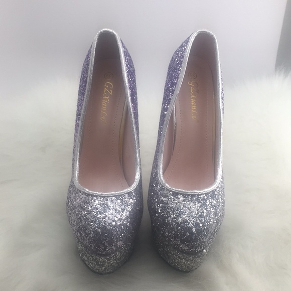 GZ Xian LV Shoes - Silver & Purple Glitter 6' Stilettos by GZ Xian Lv GZ Xian LV Shoes - Silver & Purple Glitter 6' Stilettos by GZ Xian Lv